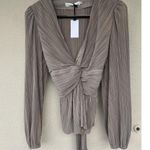 ASTR the Label Twisted Pleated Blouse Long Sleeve Champagne Women’s Large Party Photo 1