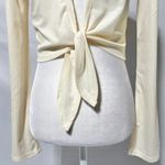 Band Of The Free New Cutout Back Bell Sleeve Mock Neck Crop Top Cream Size Small Photo 13