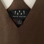 David Meister Metal Silk Blend Brown Knit Halter V-Neck Top Sz L Photo 4