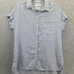 Lola River Women's Button Down Shirt Striped Sz Large Short Cuffed Sleeve Linen Photo 0