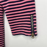 Talbots  Pink Blue Striped Stretch Boat Neck 3/4 Sleeve Top Medium Zipper Accents Photo 1