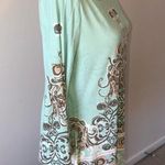 GILI Tunic Top Dress Bell Sleeves Green White Gray Print Photo 2