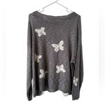 Cato  Charcoal Butterfly Women's Sweatshirt Raw Hem Photo 4