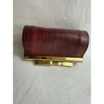 Pierre Cardin Vintage Mini Burgundy Leather Coin Purse with Gold Kiss-Lock Bow Photo 2