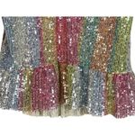 ZARA Mermaid Striped Multicolor Sequin Peplum Ruffle Detail V Neck Shiny Top S Photo 3