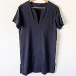 Theory Linen Blend Short Sleeve Shirt Dress in Black Photo 1
