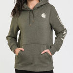 Carhartt Women's  Clarksburg Relaxed Fit Midweight Logo‎ Sleeve Graphic Hoodie M Photo 0