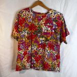 Nicola Maximalist Floral Artsy Abstract VTG Blouse Retro 80s Shoulder Pads Sz LG Photo 8
