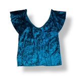 Nordstrom Chelsea28 NWT Green Velvet Ruffle Blouse Womens Size L Jewel Glam Photo 4