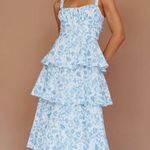 Tiered Blue Floral Maxi Dress Size M Photo 0