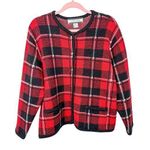 Vintage Crystal Kobe Sweater Plaid Cardigan Vintage Fall Plaid Sweater Red Size M Photo 0