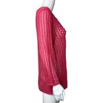 Chico's  Crochet Tunic Sweater Womens M Pink Sheer Knit Boho Beach Cover Layer‎ Photo 1