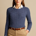 Ralph Lauren LRL Cable Knit Sweater Women's M Blue Heather 100% Cotton Photo 0