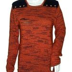 Haiku Sweater Womens Size S Orange Black Marled Knit Crochet Accents Square Neck Photo 0