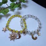 Yellow and Clear Stone Stretch Bracelet with Sttar Sun Moon Photo 1