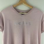 Bebe Y2K Light Baby Pink Rhinestone Embellished Logo Graphic Short Sleeve Tee Photo 2