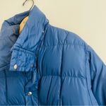 Vintage COMFY Goose Down Long Puffer Coat Blue Belted Seattle USA 70s 80s Size L Photo 2