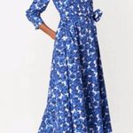 Carolina Herrera  cotton Blue and White Floral Long Sleeve self-tie belt Dress Photo 0