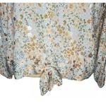 LC Lauren Conrad Long Sleeve Blouse with Flowers Orange, Green, and Shiny Gold L Photo 2