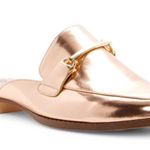 Restricted Chic Rose Gold Metallic Loafer Mules with Gold Bit Detail Size 6.5 Pink Photo 0