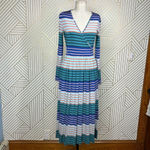 Stine Goya Alina Light Jersey Striped Maxi Dress Blue Green Size‎ US XXS Photo 2