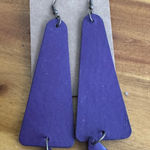 Plunder purple faux leather pierced dangle earrings Photo 0