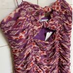 ZARA  Purple‎ Printed Ruched Draped Mini Dress w/ Cut Out Accents - M NWT Photo 3