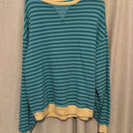 Free People  Blue & Yellow Striped Crewneck Sweatshirt Photo 0