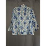 Chico's Sz 2 L Metallic IKAT Art-Wear Funky Linen Cotton Jacket Photo 1