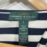 Ralph Lauren Lauren  Navy Blue & White Striped Tee Beaded & Sequined Paisleys L Photo 4