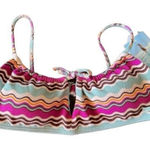 Roxy  Pink Green Pale Dogwood Flowy Mood Bralette Bikini Top Large NWT Photo 0