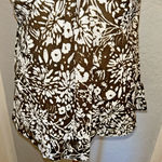 Liz Claiborne Top XL Brown Floral Baby Doll Shear Gathered at Chest Boho Cottage Photo 3