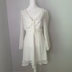 Lulus  Wine & Dine white Swiss dot long sleeve mini skater dress size S Photo 1