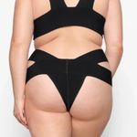 SKIMS Knit Strappy Bandage Bikini Bottom in Black Size 3X NWT Photo 1