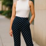 H&M Women’s Preppy Cotton Straight Leg Polka Dot Pants Officewear Business Casual 2 Photo 0