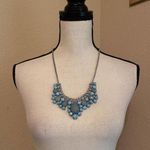 Women’s Statement Silver Tone Blue Rhinestone Bib Necklace Photo 0