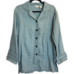 J.Jill  Jacket Topper Button Front Shirt 100% Linen Flax Seafoam Green Small Photo 0