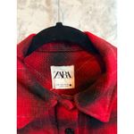ZARA Red Black Plaid Wool Blend Oversized Shacket Jacket Shirt Women's M Photo 5