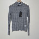 Hugo Boss Boss Womens Emata Black Plaid Mesh Sheer See Through Mock Neck Shirt Sz‎ S NWT Photo 5