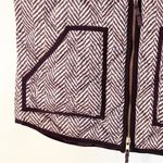 J.Crew  Size Medium Herringbone Zipper Black White Zig Zag Stripe Vest Feather Photo 2