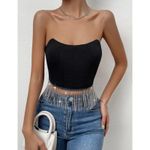 Tank Top Corset Women's Boture Rib Rhinestone Hem Black Size Large EUC Photo 1