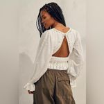 Free People  Women's Ivory Long-Sleeve Megan Crochet Cutout Back Top Medium NWT Photo 1