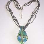 Metallic Seed Bead Beaded Multi Strand Glass Pendant Boho Necklace Photo 1
