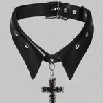 Black Collar Necklace with Cross Pendant Photo 0