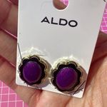 ALDO  reflective Purple Earrings gold tone studs Photo 3