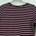 Iris  Ponte Knit Shirt Dress Maroon White Stripe Long Sleeve Asymmetric Hem XL Photo 5