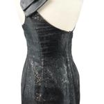 AQUA  Cocktail Dress One Shoulder Metallic Silver Pewter Sequins Bow Accent 2 Photo 0