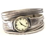 Source Unknown Grunge Punk Gray Leather Snap Clasp 5-8 Inch New Battery Quartz Unisex Watch Photo 0