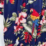 Vintage Blue Hawaii Muumuu Dress Womens Medium Blue Parrot Floral Print Cotton Photo 4