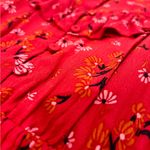 Tara Jarmon Red Midi Dress Women’s Long Sleeve Ruffled Button Front Floral 36 Orange Photo 9